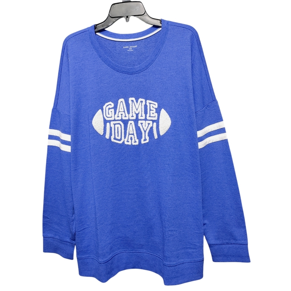 Lane Bryant Blue Game Day Football Sweatshirt Women's Plus Size 26/28 4X NWT